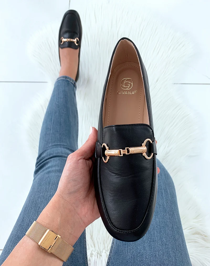 Mocassins en similicuirs noirs