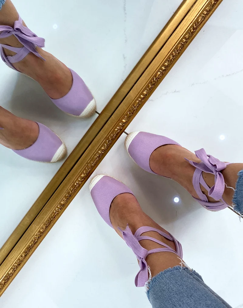 Espadrille à talon compensé violette