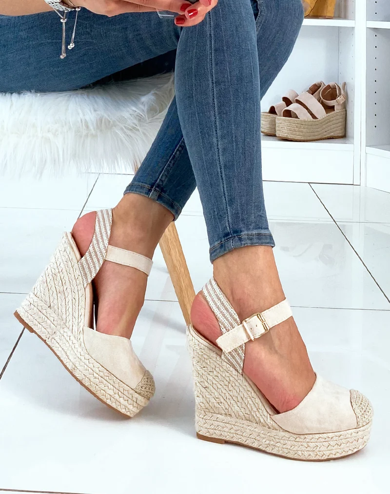 Compensées beiges style espadrille