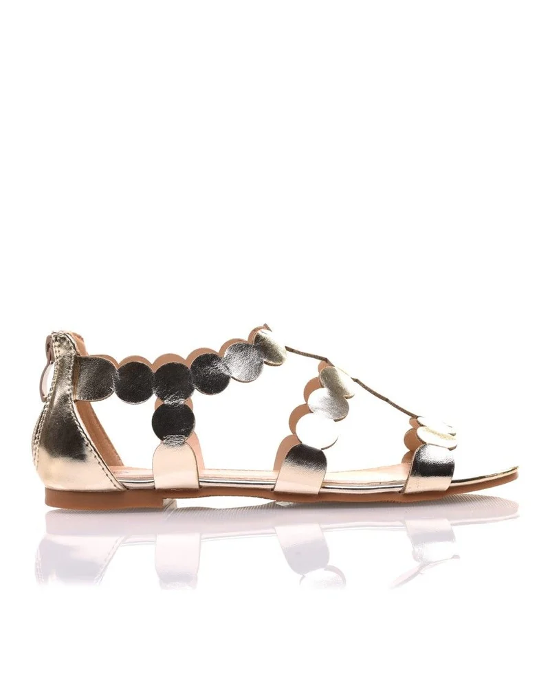 Nu-pieds dorés à brides circulaires