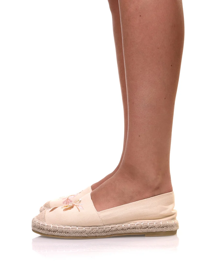 Espadrilles beiges brodées