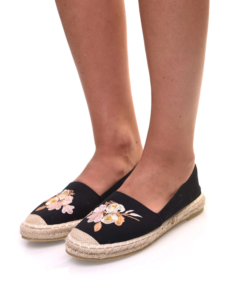 Espadrilles noires brodées