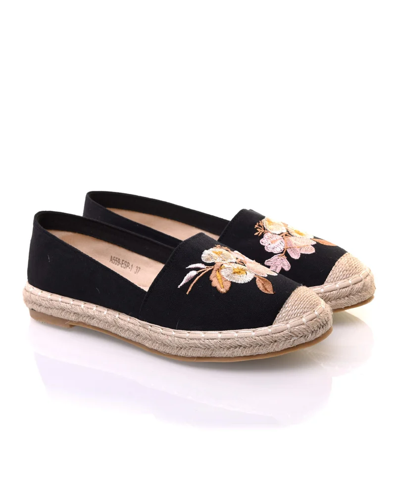 Espadrilles noires brodées