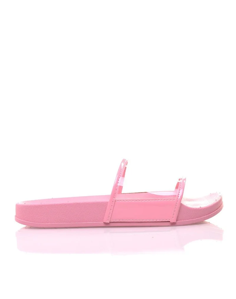 Mules roses à bandes transparentes
