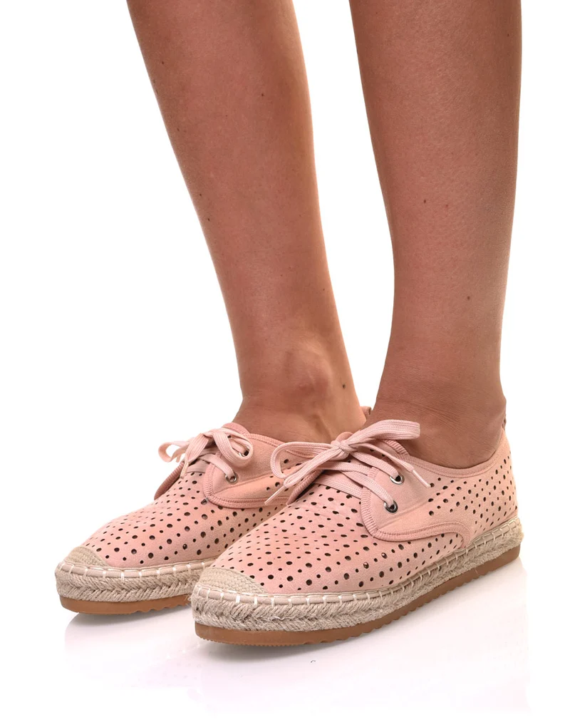 Sneakerdrilles roses en suédine