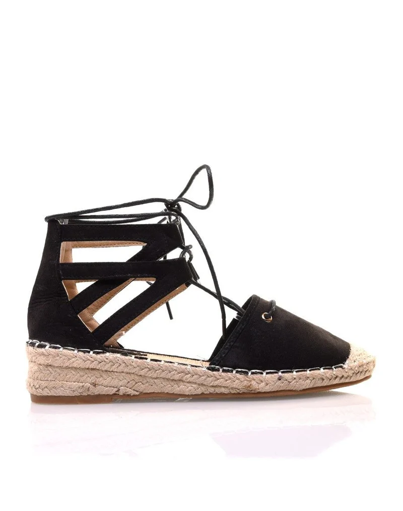 Espadrilles noires à talon compensées
