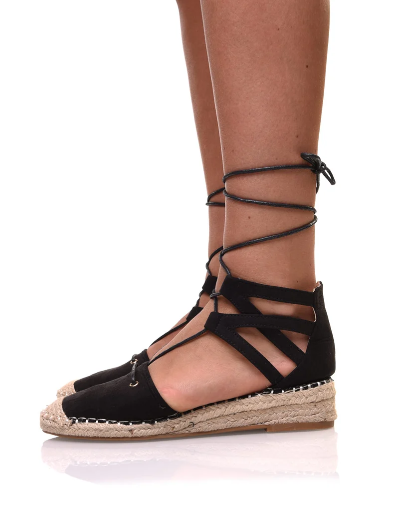 Espadrilles noires à talon compensées