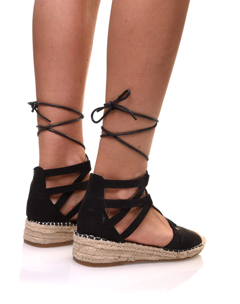 Espadrilles noires à talon compensées
