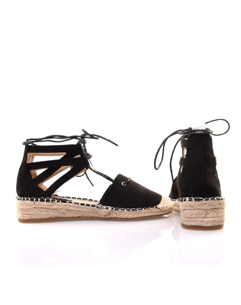 Espadrilles noires à talon compensées
