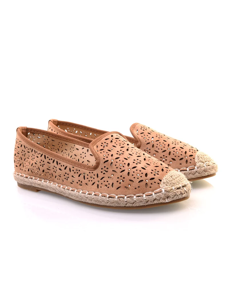 Espadrilles camel en suédine perforées