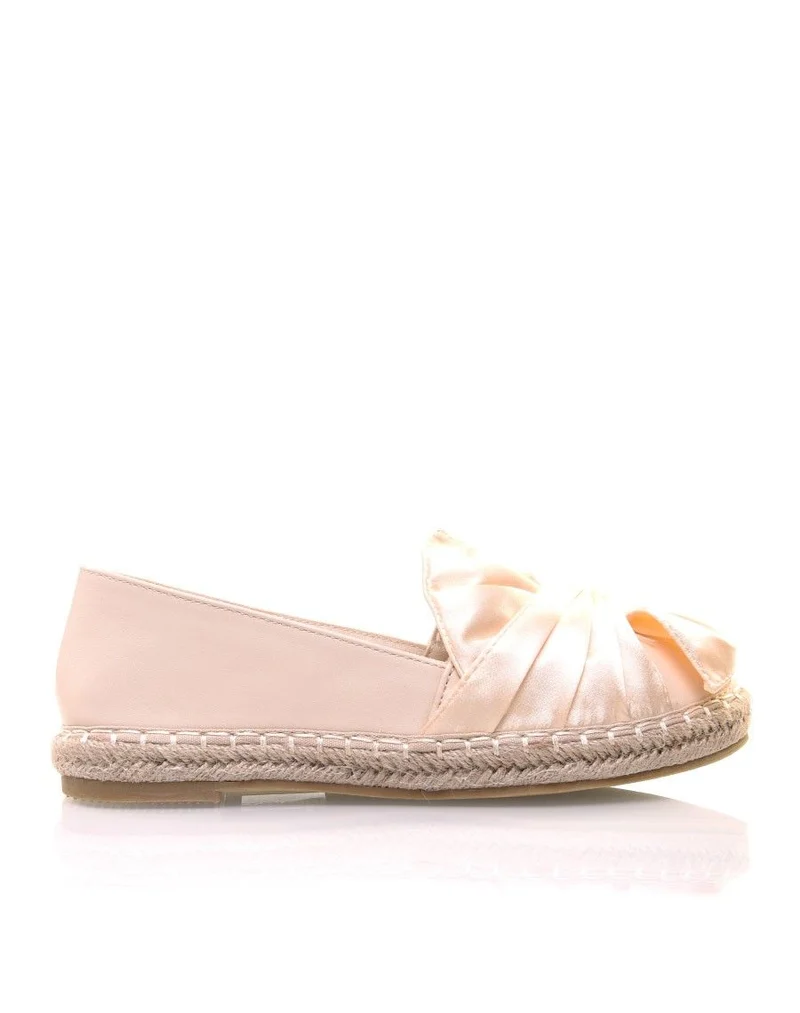 Espadrilles beiges bi-matières à noeud