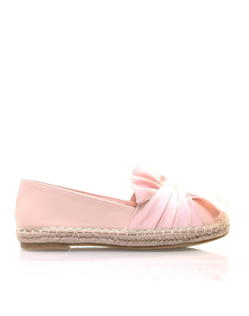 Espadrilles roses bi-matières à noeud