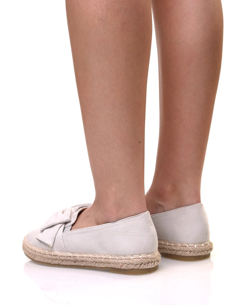 Espadrilles grises en suédine à noeud
