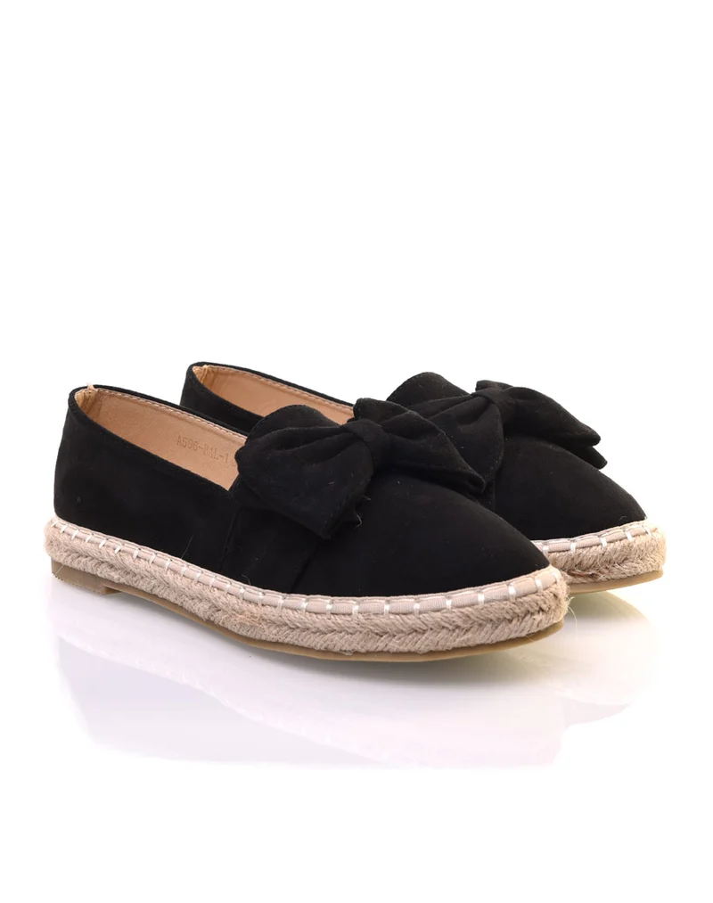 Espadrilles noires en suédine à noeud