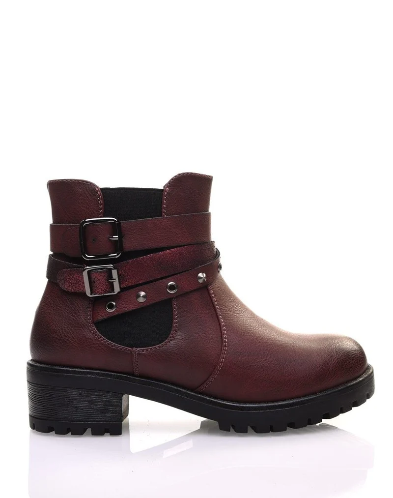 Bottines bordeaux différentes lanières