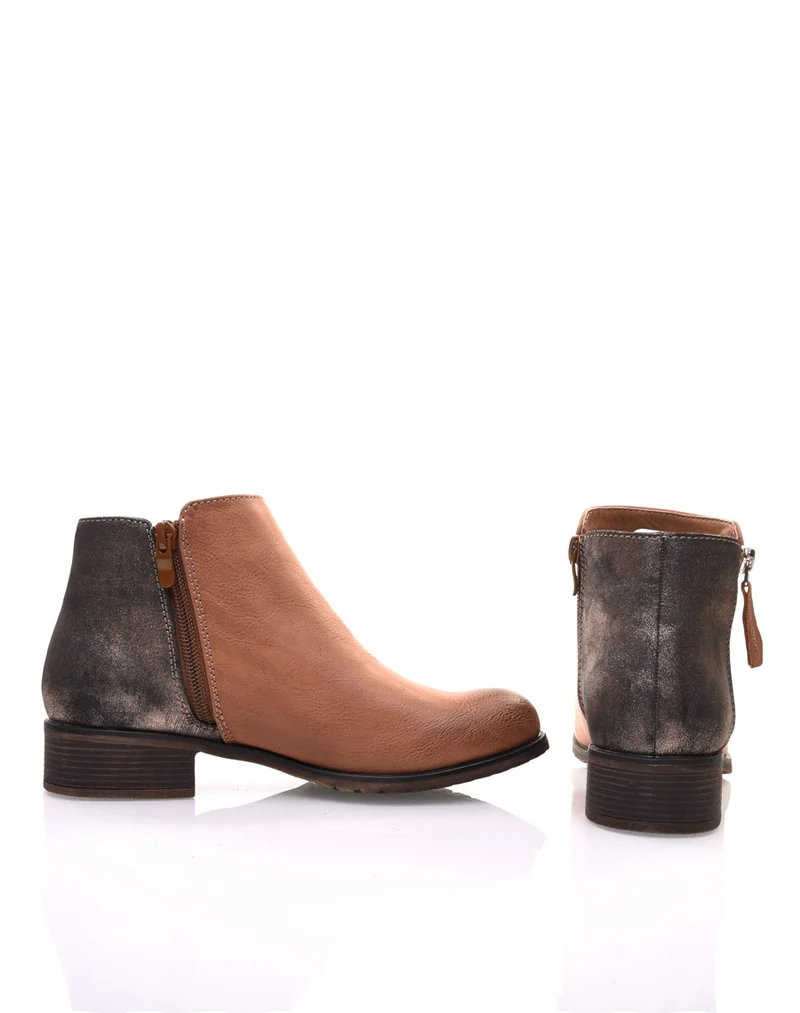 Bottines camel effet pailleté