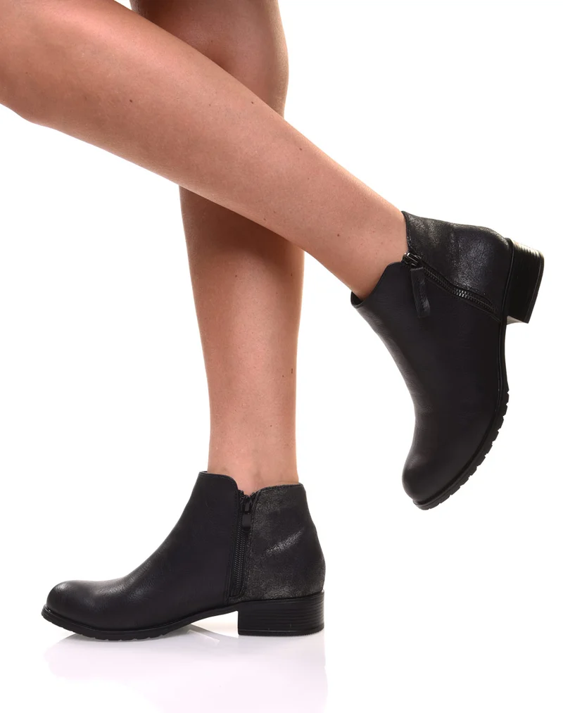 Bottines noires effet pailleté