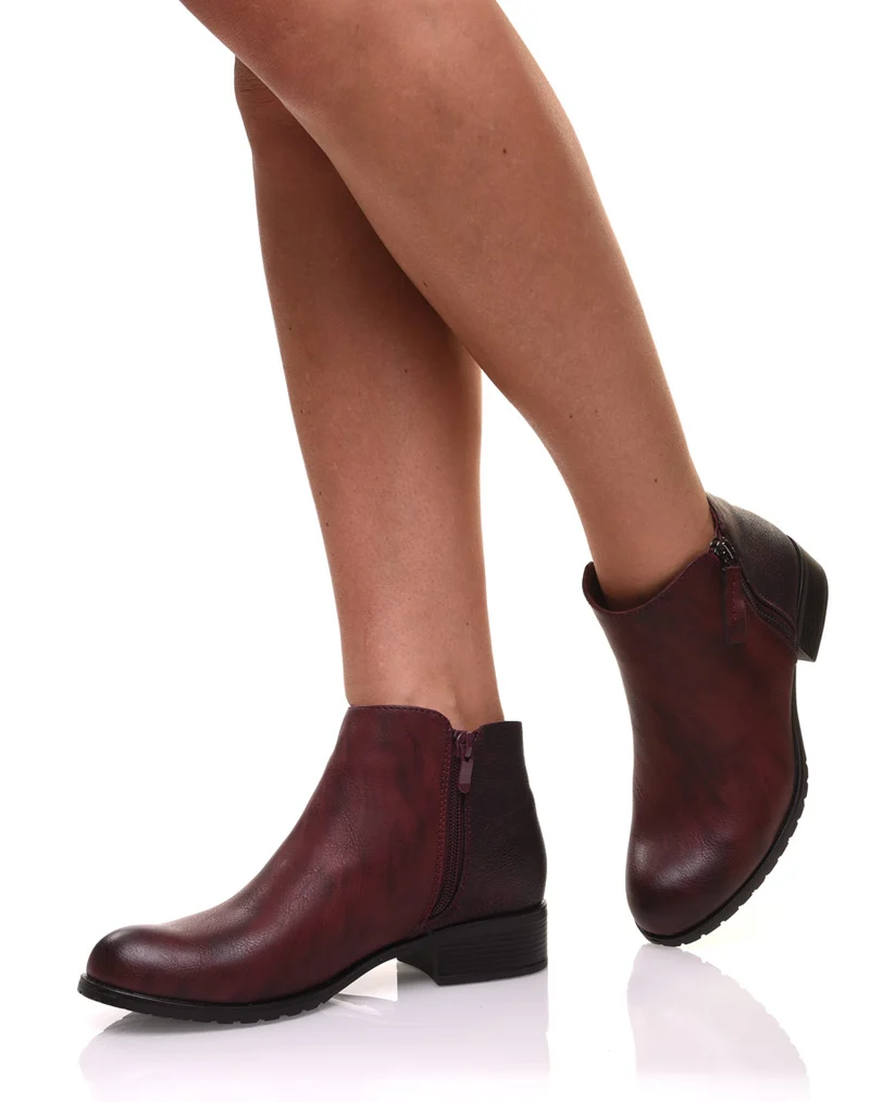 Bottines bordeaux effet pailleté