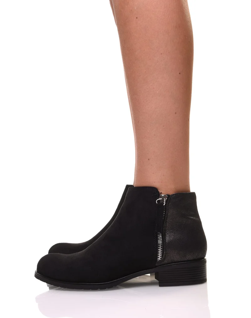 Bottines noires bi-matières
