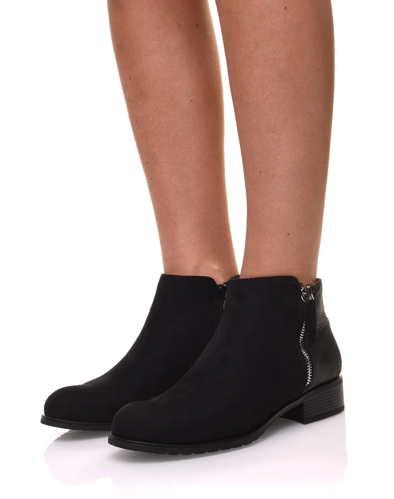 Bottines noires bi-matières