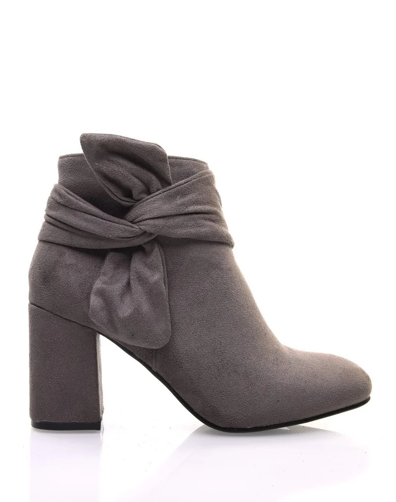 Bottines grises à n?ud