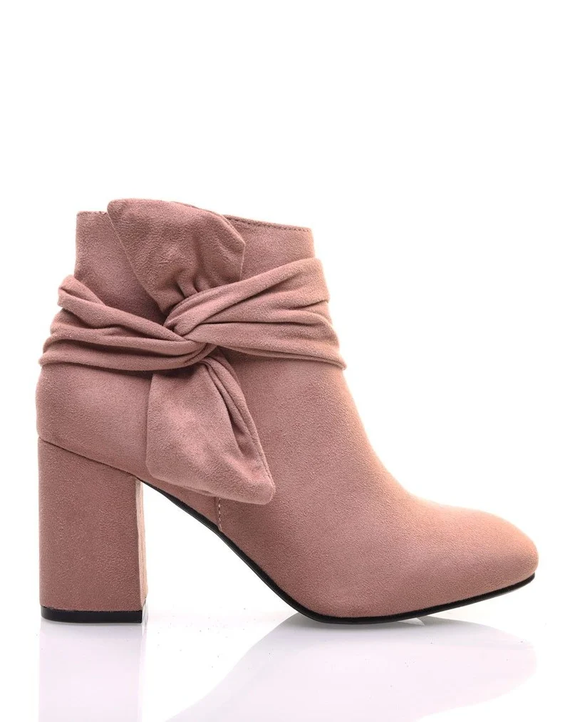 Bottines roses à n?ud