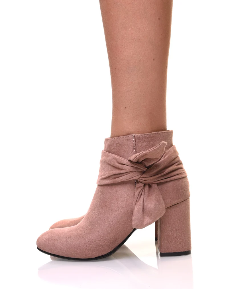 Bottines roses à n?ud