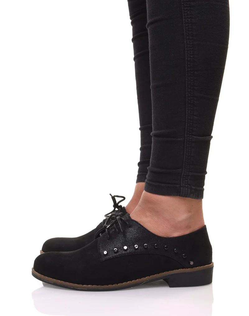 Derbies noires cloutées bi matières