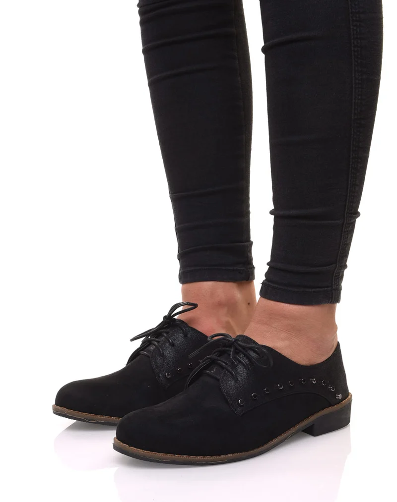Derbies noires cloutées bi matières