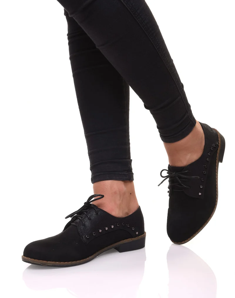 Derbies noires cloutées bi matières