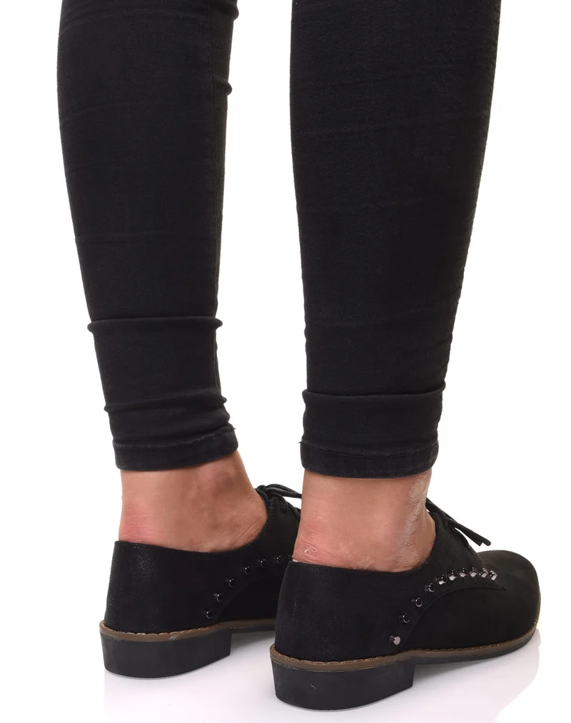 Derbies noires cloutées bi matières
