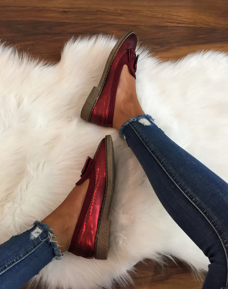 Mocassins ajourés bordeaux