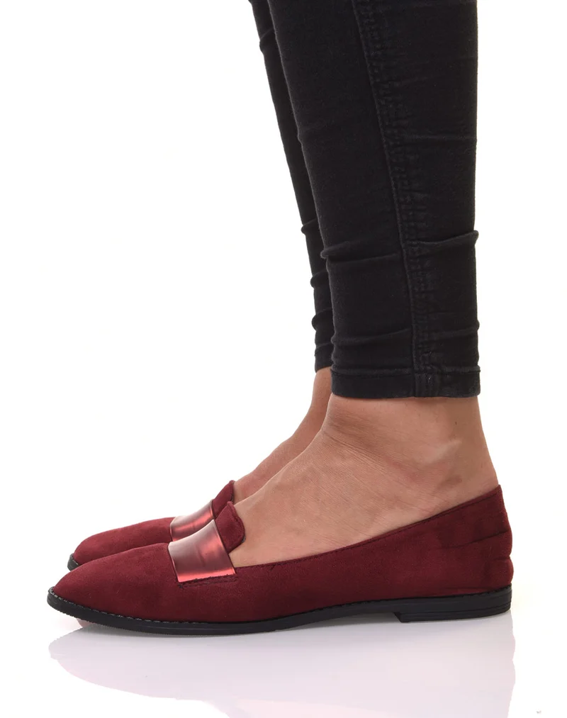 Ballerines bordeaux bi matières
