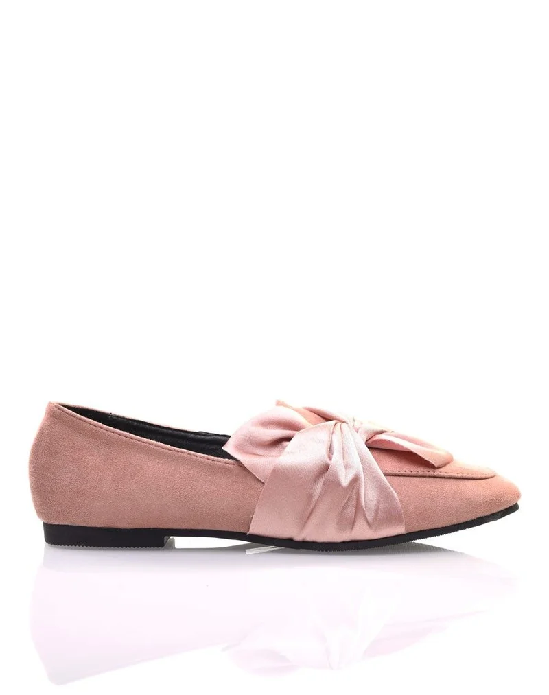 Slippers roses à noeud