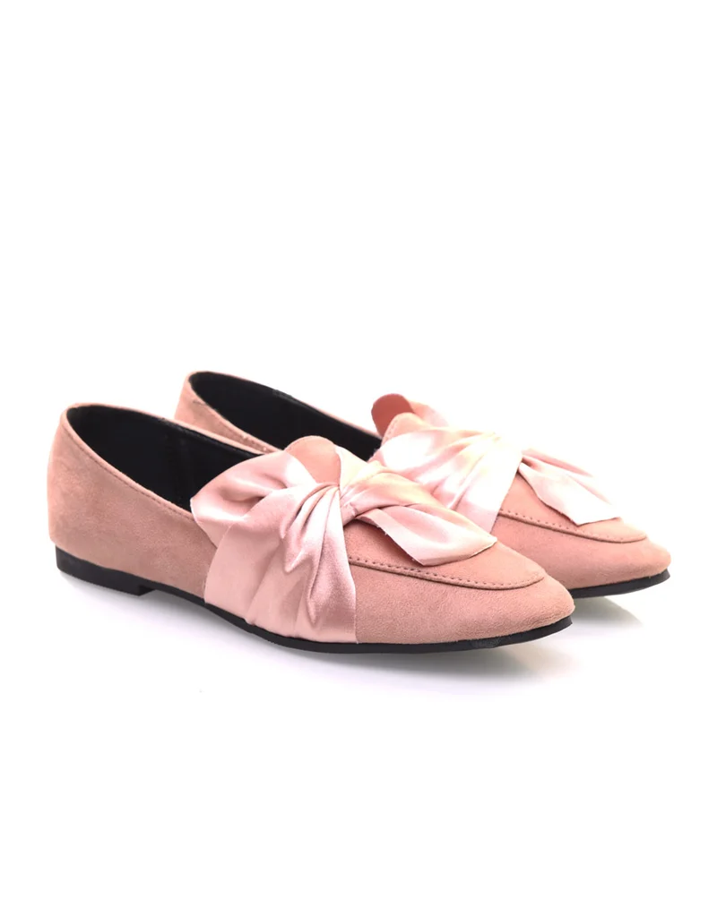 Slippers roses à noeud