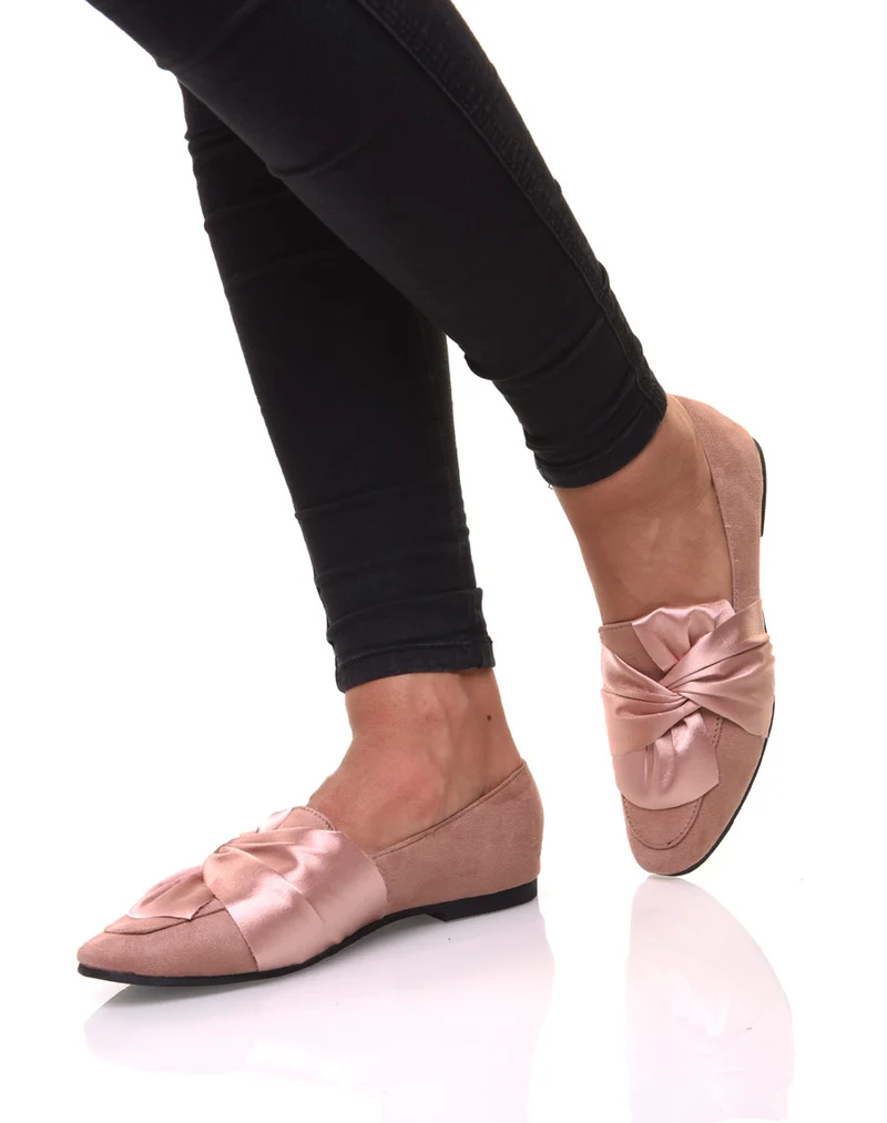 Slippers roses à noeud