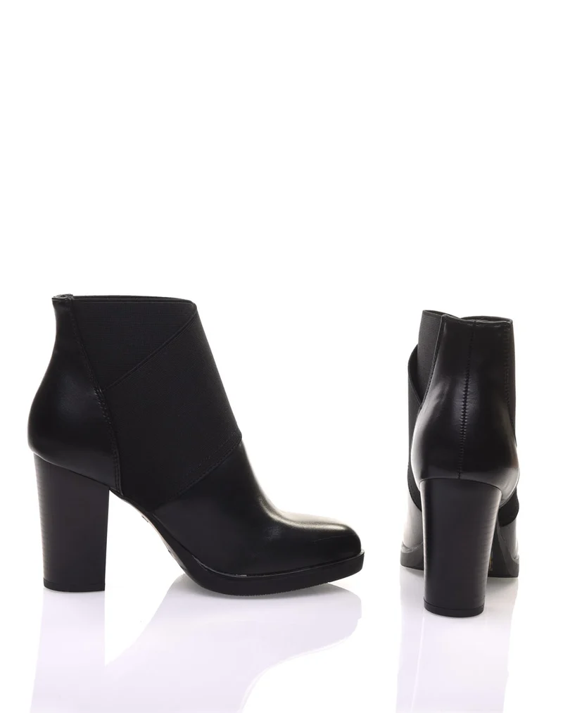 Bottines noires à talons bi matières