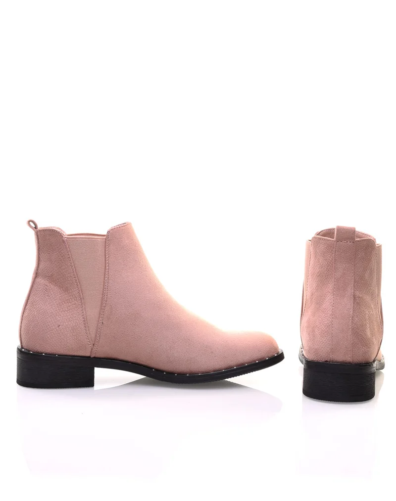 Bottines en suédine rose pale