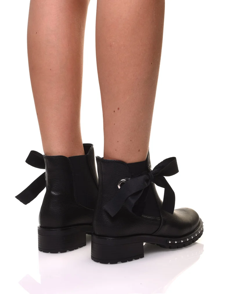 Bottines noires à noeud