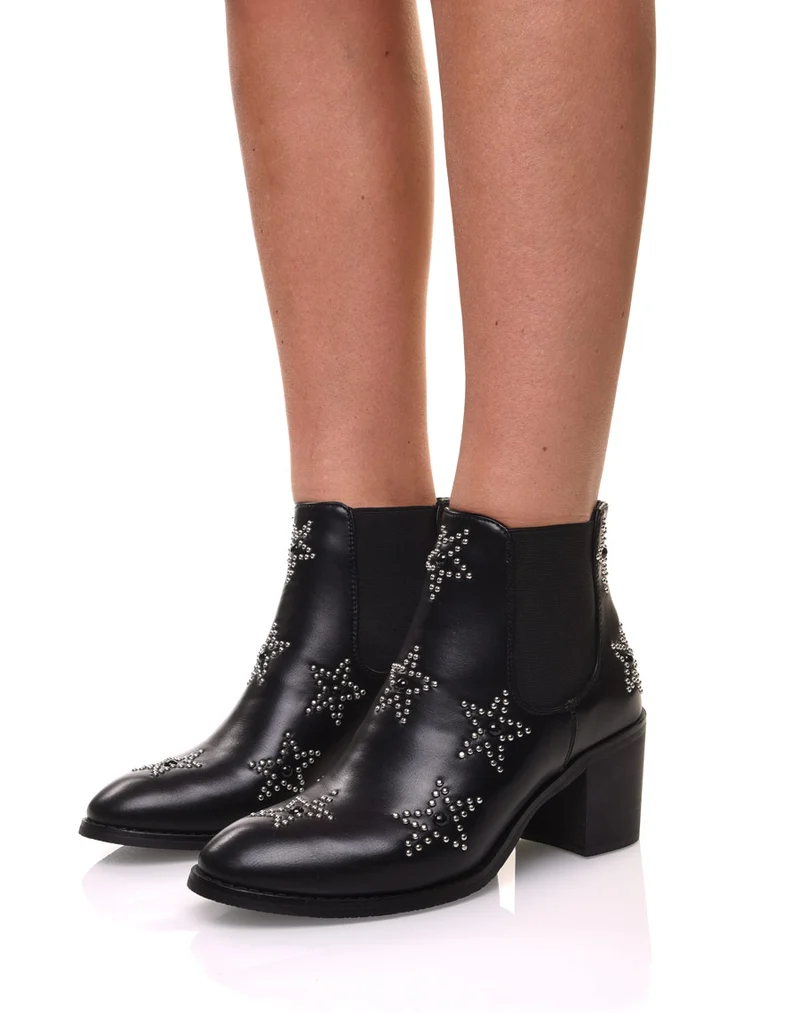 Bottines noires à talons épais