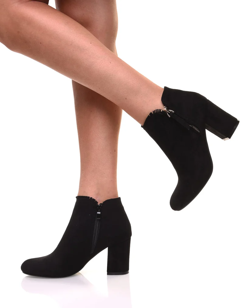 Bottines noires à petit talon