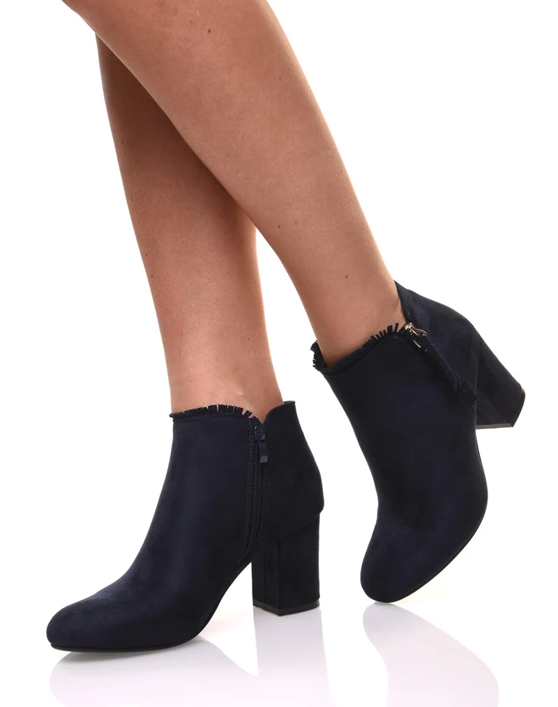 Bottines bleues à petit talon