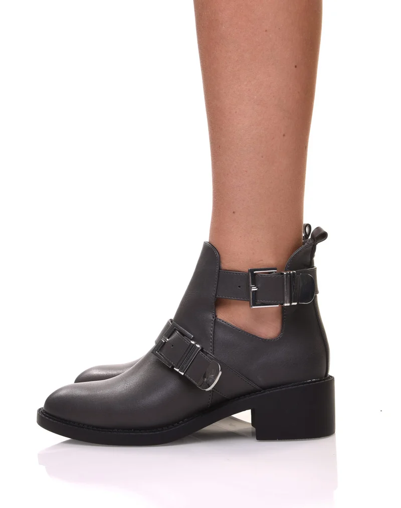 Bottines ajourées grises