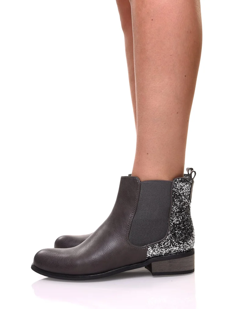 Chelsea boots grises à paillettes