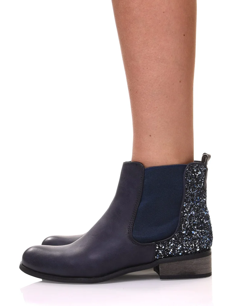 Chelsea boots bleues à paillettes