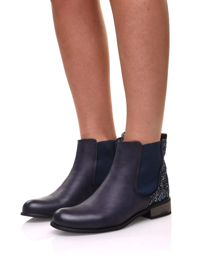 Chelsea boots bleues à paillettes