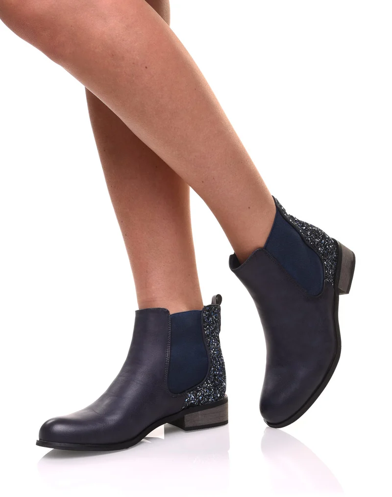 Chelsea boots bleues à paillettes