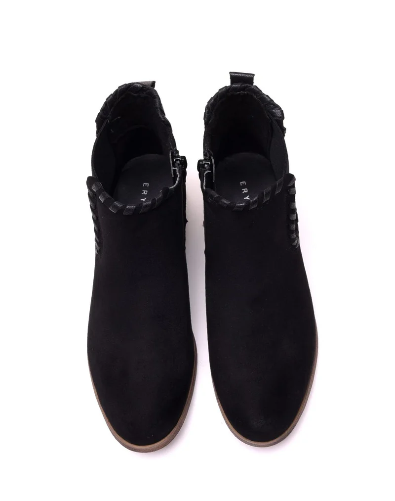 Bottines plates noires bi matières à détails