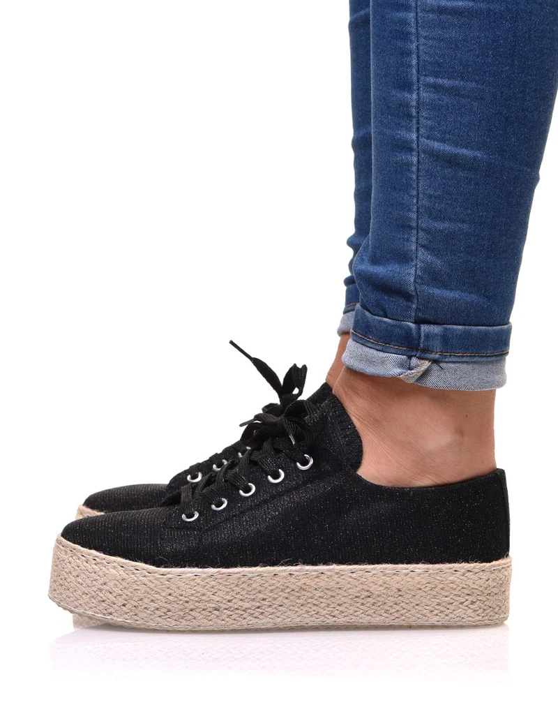 Sneakerdrilles noires à paillettes