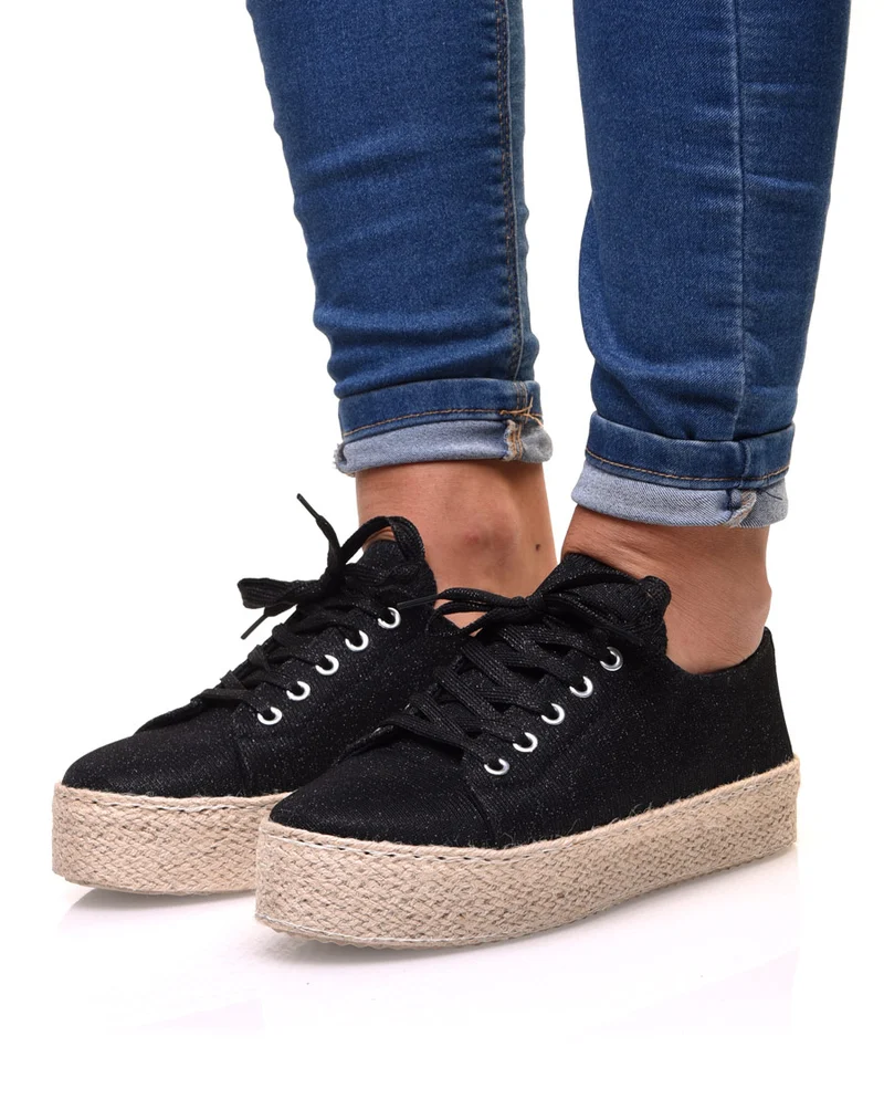 Sneakerdrilles noires à paillettes
